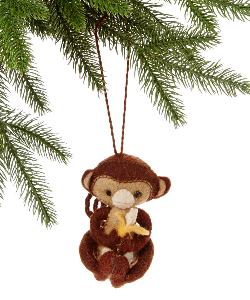 Felt Monkey Holiday Ornament