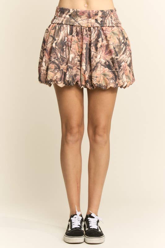 Plus Size, Forest Camo Bubble Mini Skirt