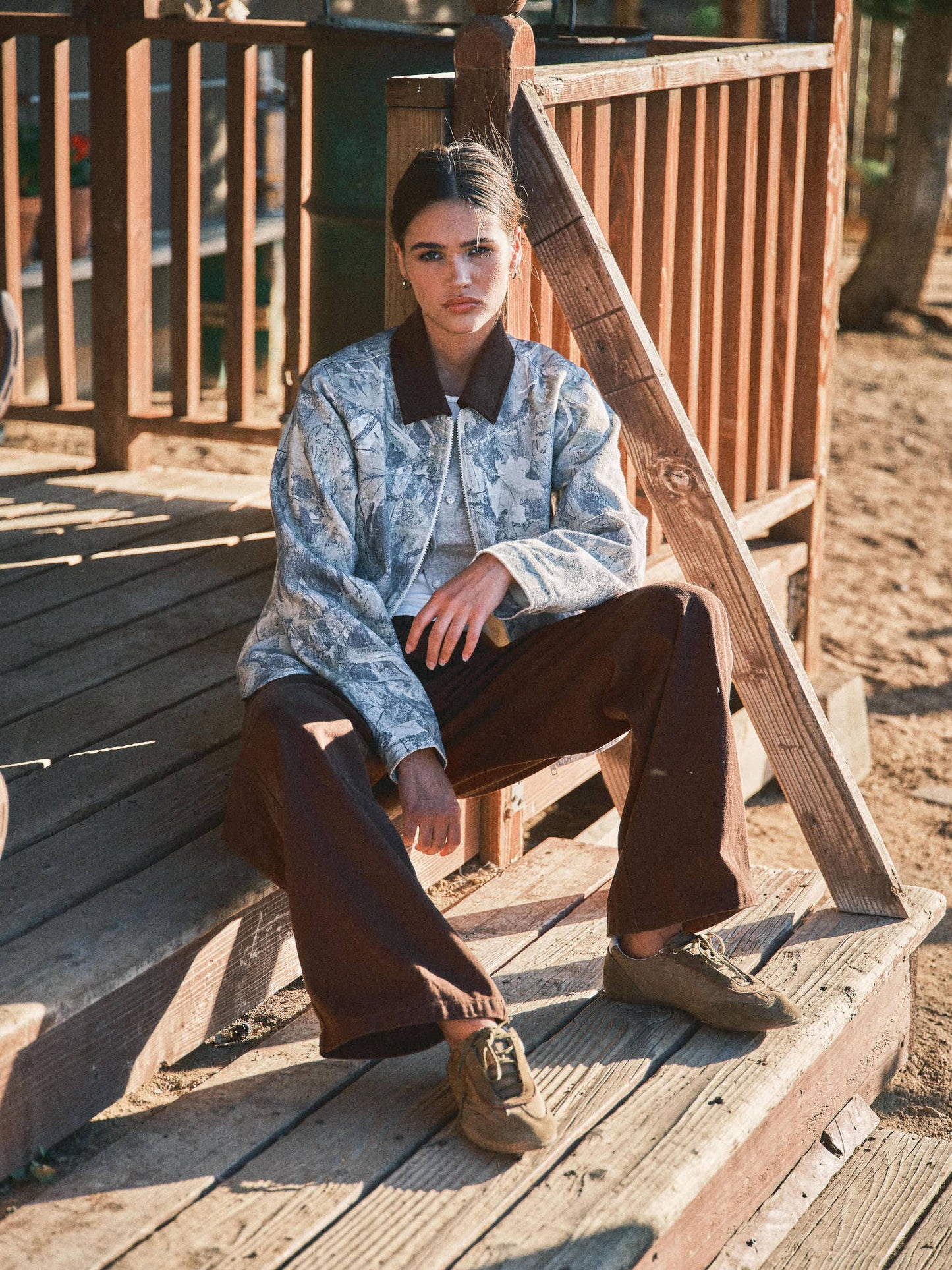 Workwear Contrast Collar Camp Jacket