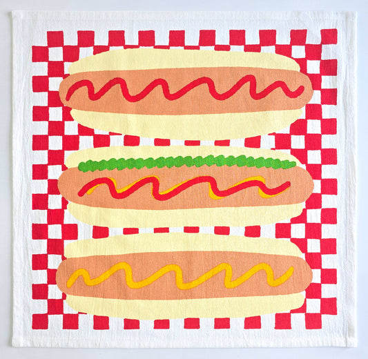 Julie Peach • Tea Towel, Hot Dog!
