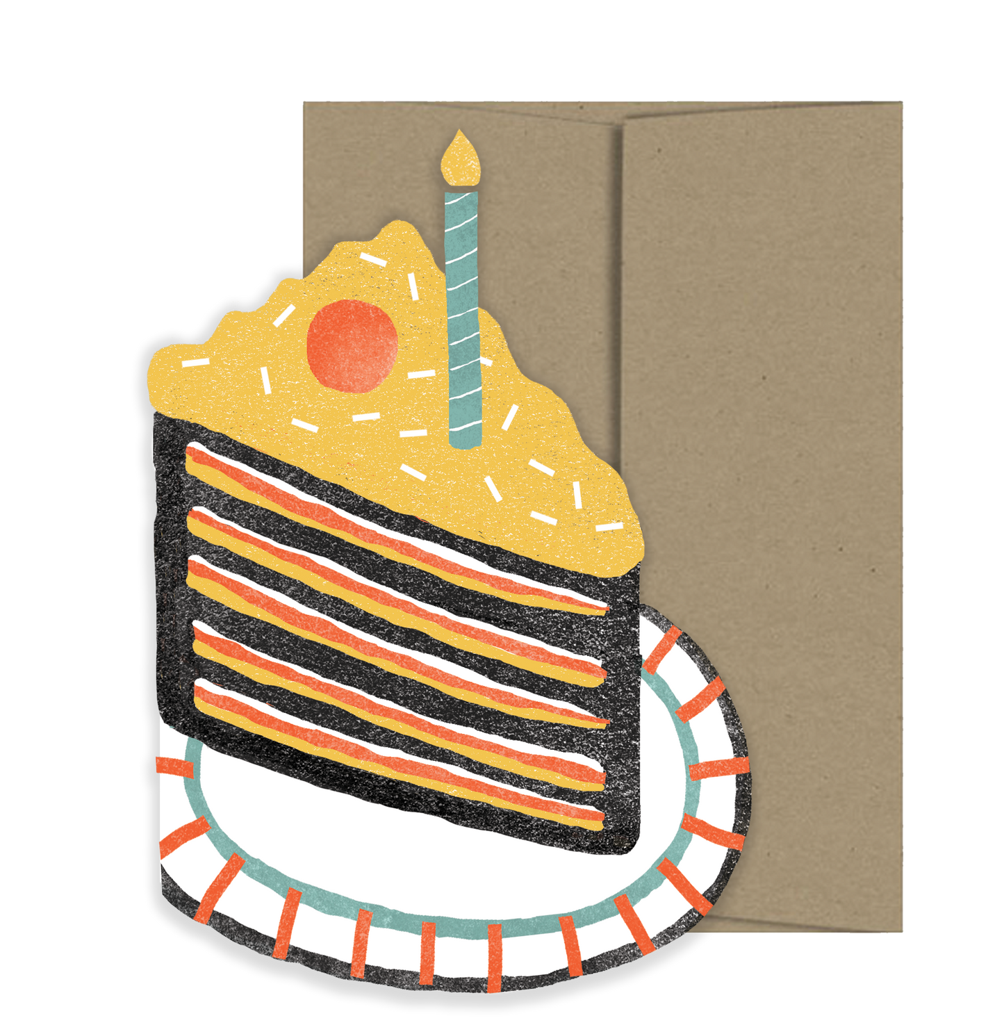 Piece of Cake, Die-Cut Birthday Blank Greeting Card