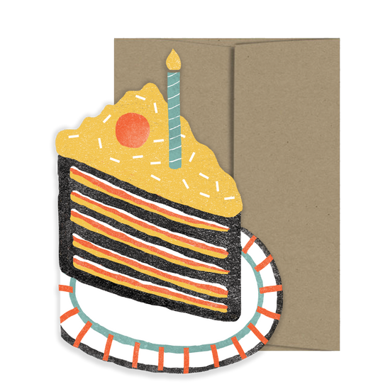 Piece of Cake, Die-Cut Birthday Blank Greeting Card