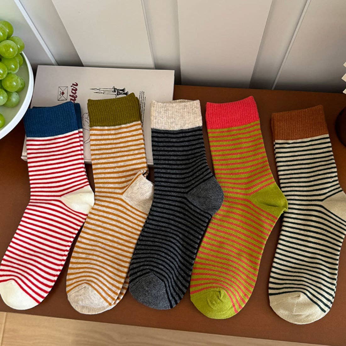 Colorful Striped Mid-Calf Socks