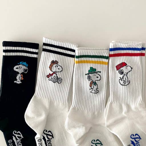Snoopy • 2-Line Crew Cotton Socks