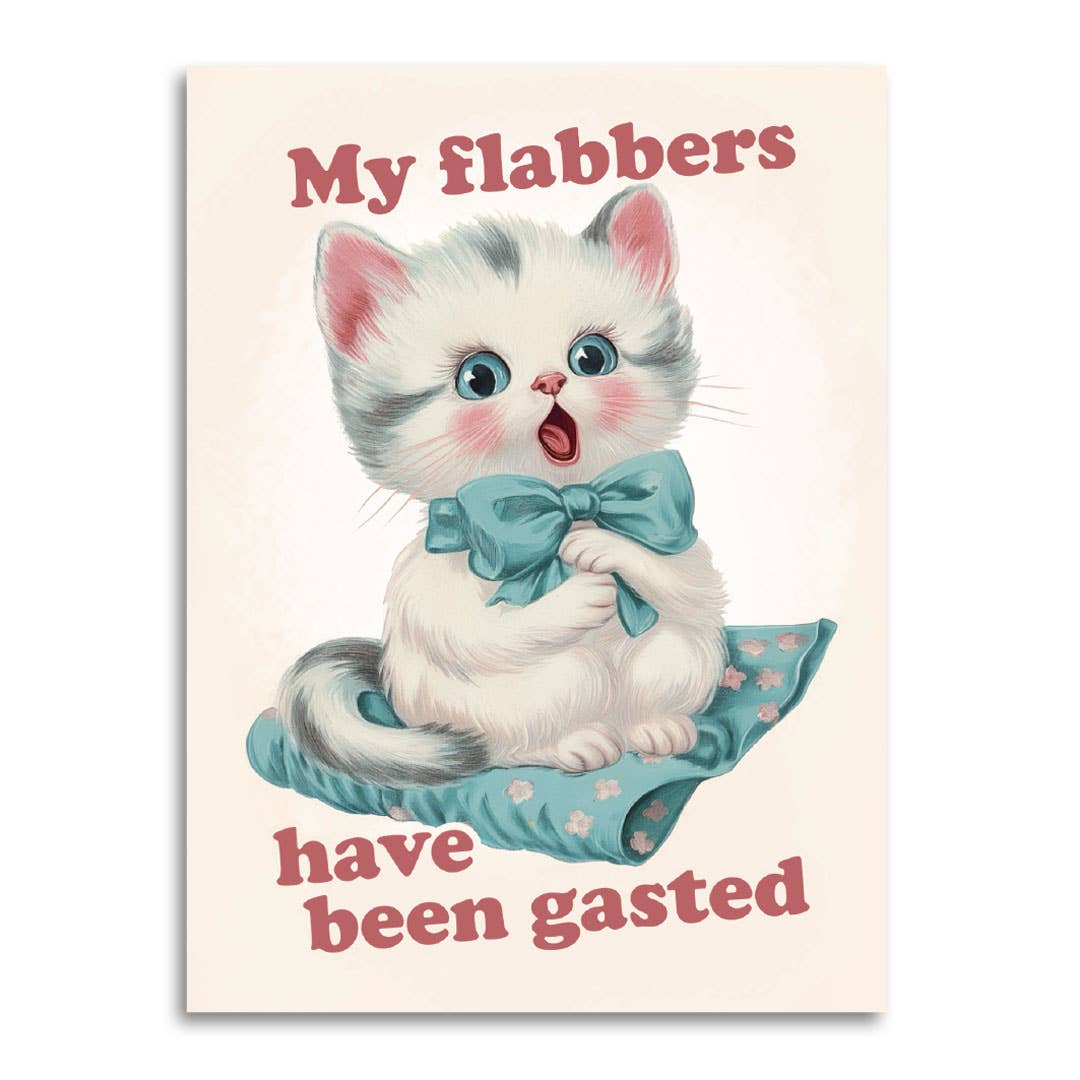 “My Flabbers Have Been Gasted” Vintage-Style Kitten Card