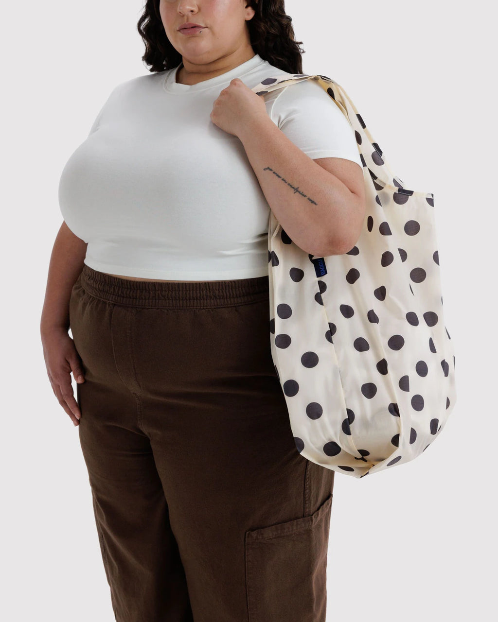 BAGGU • “Cream and Black Polka Dot” Big Baggu