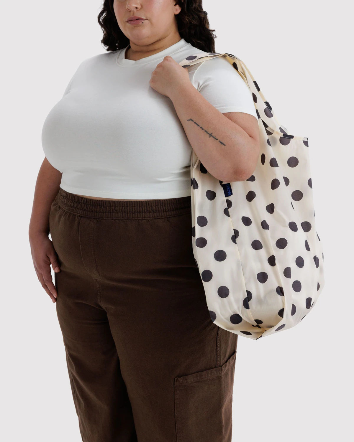 BAGGU • “Cream and Black Polka Dot” Big Baggu