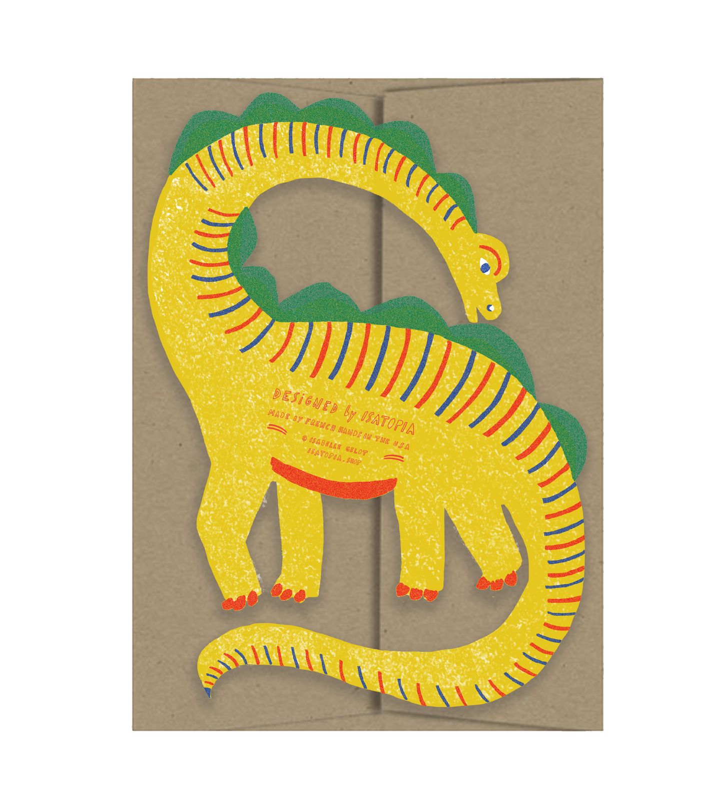 Yellow Dino Die-Cut Blank Greeting Card