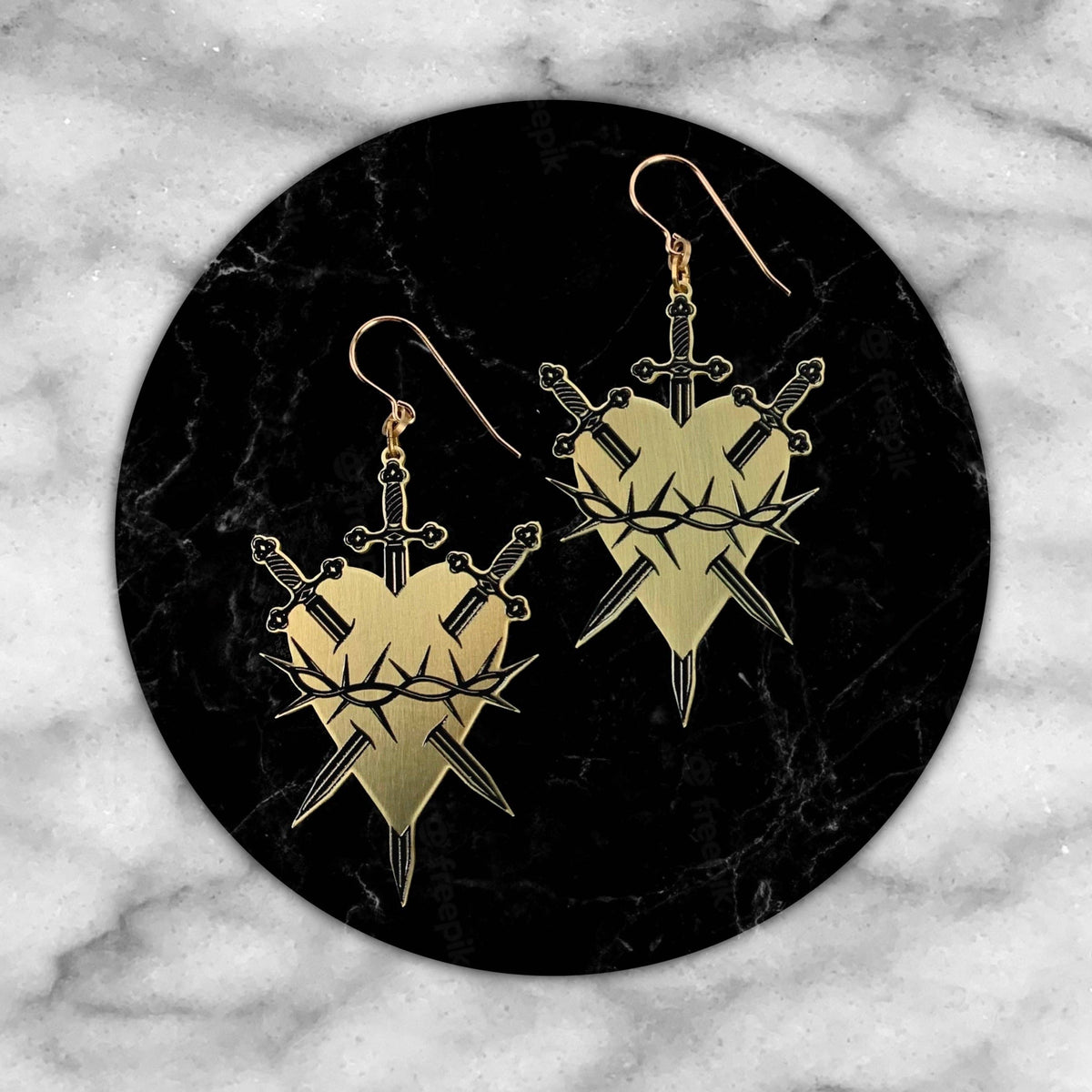 While Oden Sleeps • Sacred Heart, Silver Earrings