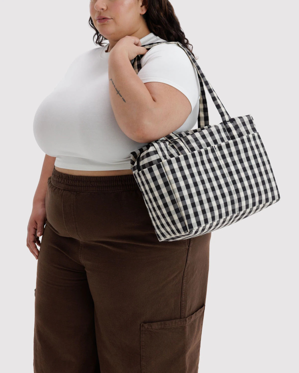 BAGGU • “Black And Cream Gingham” Everyday Cloud Bag