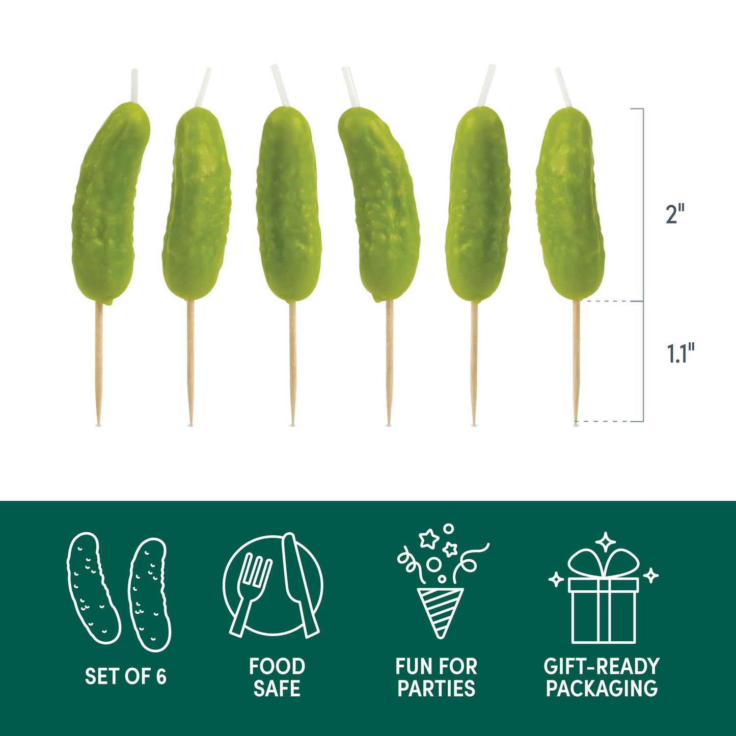PICKLE PARTY Cake Candles, Set of 6