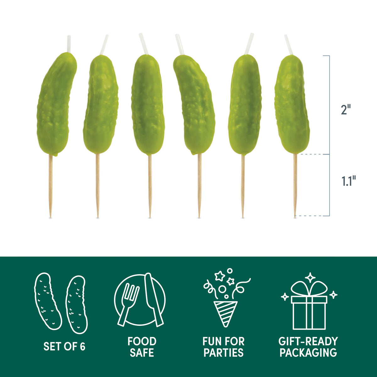 PICKLE PARTY Cake Candles, Set of 6