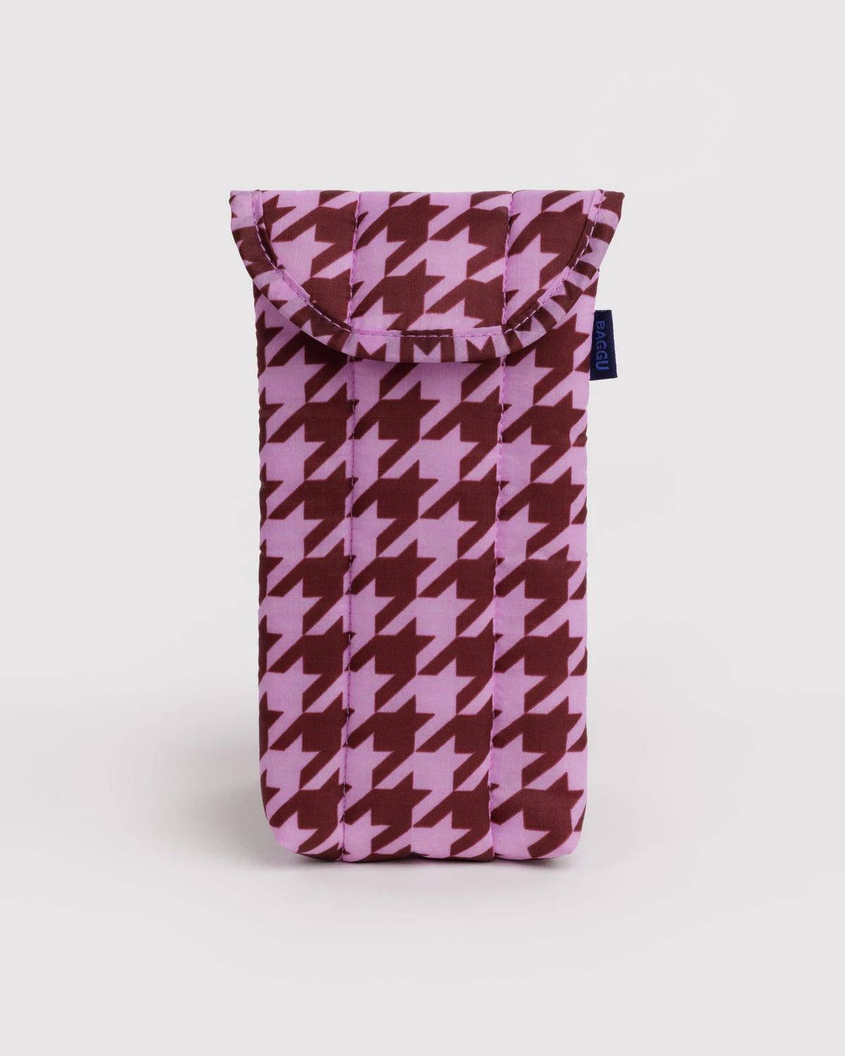 BAGGU • Pink Houndstooth Puffy Glasses Sleeve