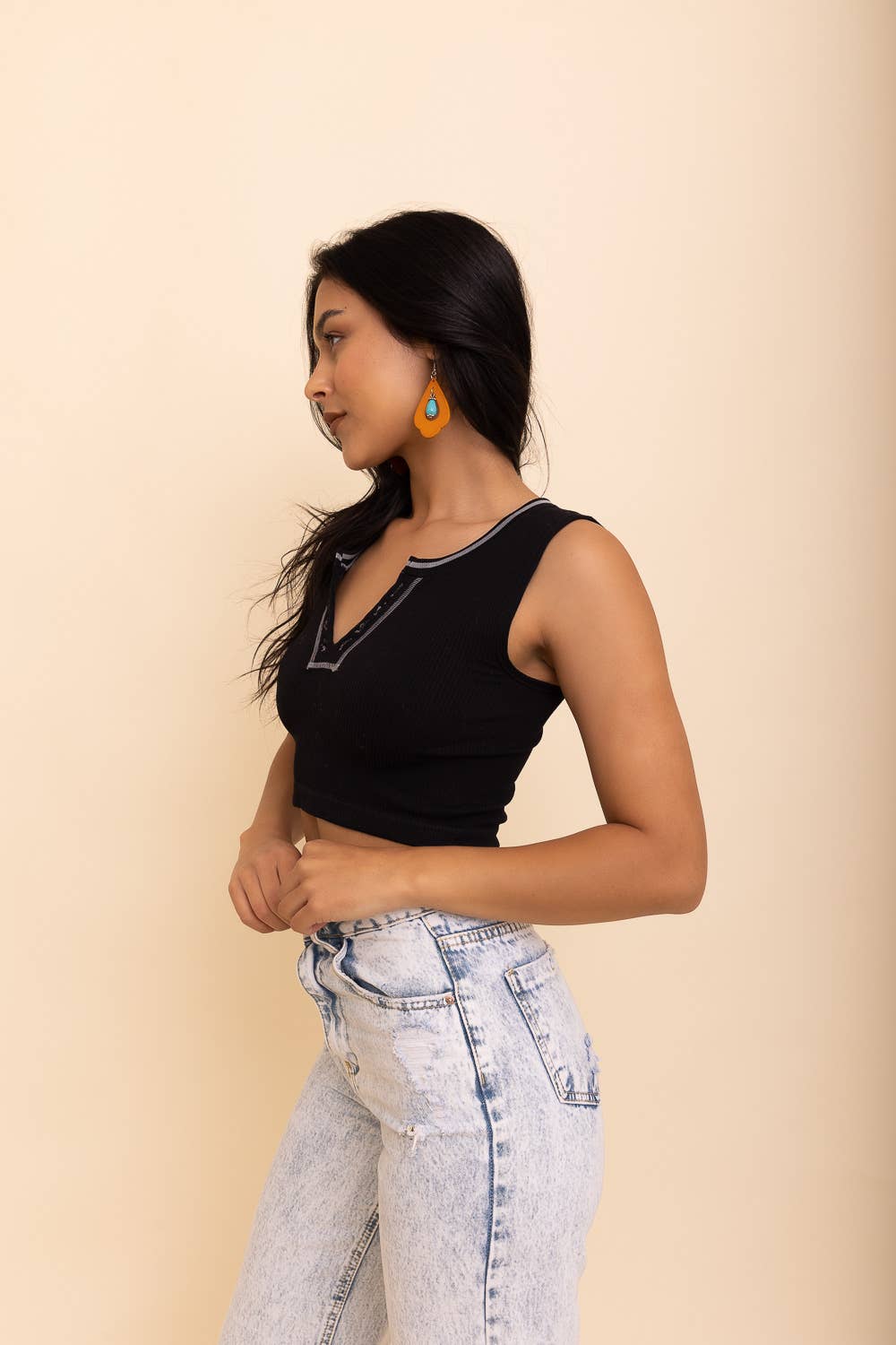 Y2K V-Neck Seamless Crop Tank