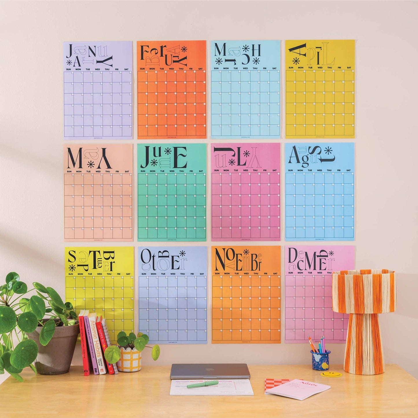 Undated A3 Planner | 12 Pages | Playful Type | Sunday Start