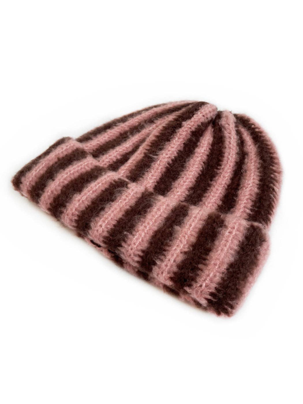 Color-block Striped Cuffed Knitted Beanie