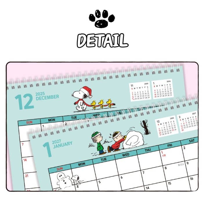 PEANUTS Snoopy 2026 Desk Calendar with deco stickers