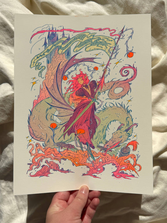 Natalie Anderson • Dragon Warrior Riso 8.5”X11” Print