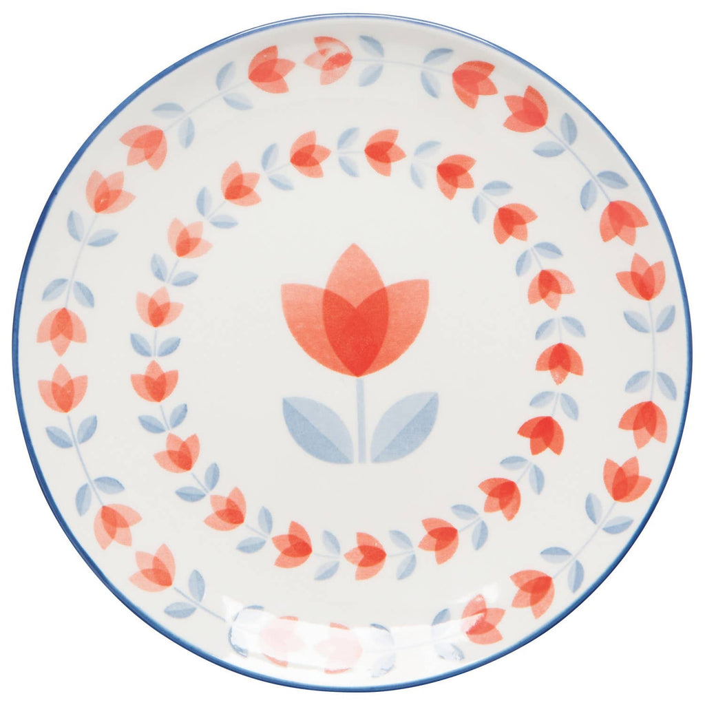 SALE • Red Tulip Stamped Appetizer Plate 6 inch