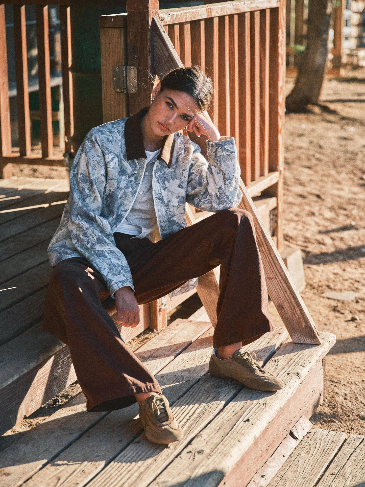 Workwear Contrast Collar Camp Jacket