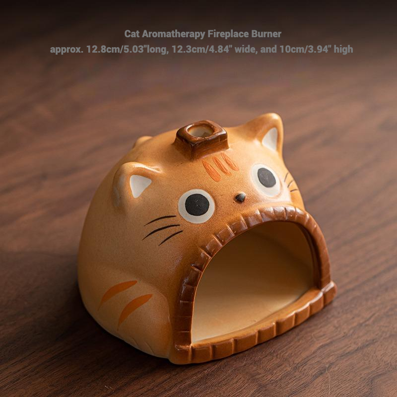 Tabby Cat Aromatherapy Fireplace Incense Burner