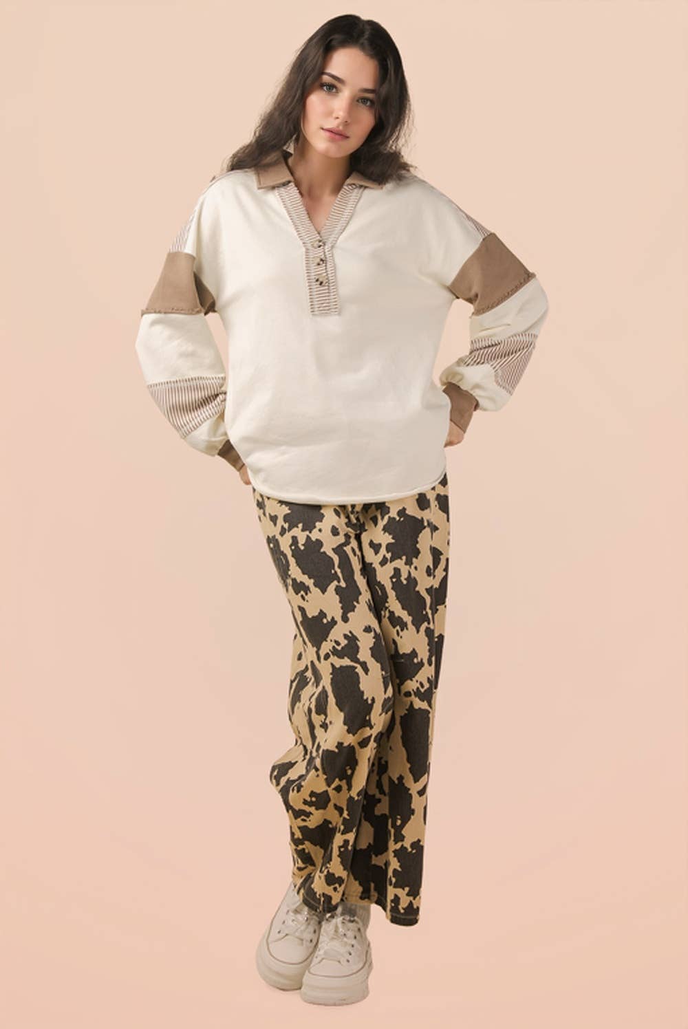 Very J • Taupe Cow Barrel Bottom Pants