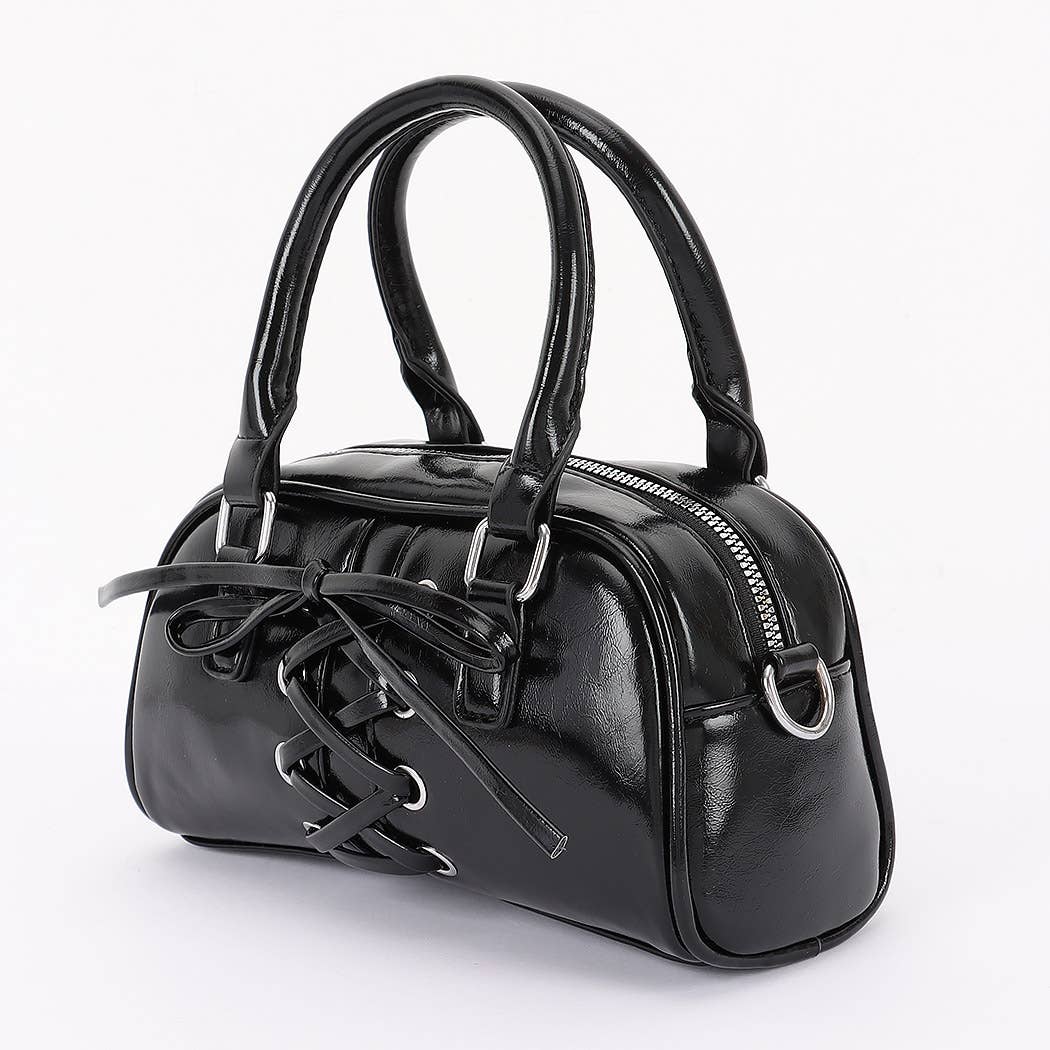 Vegan Leather Lace up Mini Hand Bag
