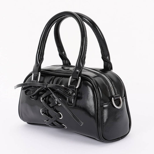 Vegan Leather Lace up Mini Hand Bag