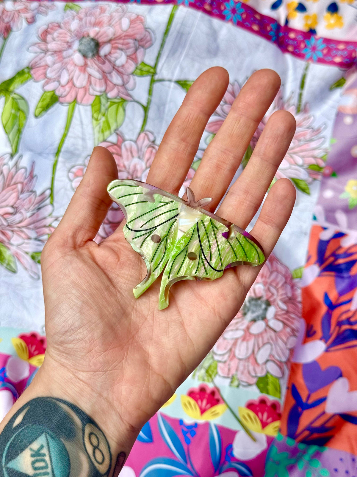 Peach Beast • Luna Moth French Hair Clip