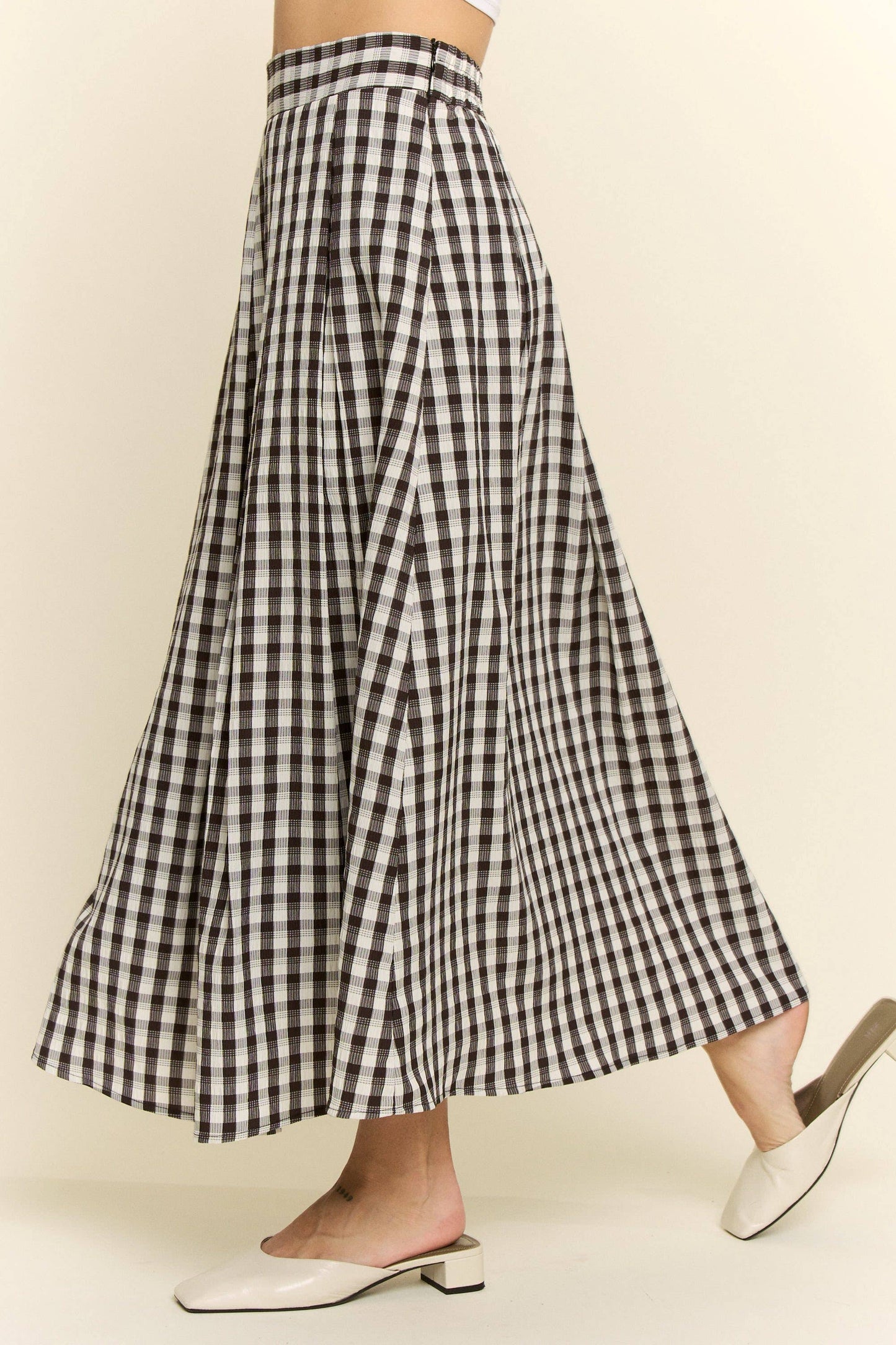 Plus Size, Gingham Midi Skirt, Red & Black Gingham