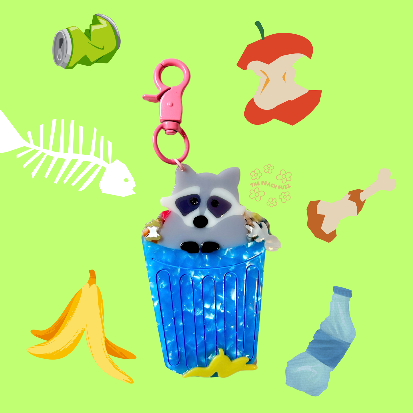 The Peach Fuzz • Trash Panda Keychain