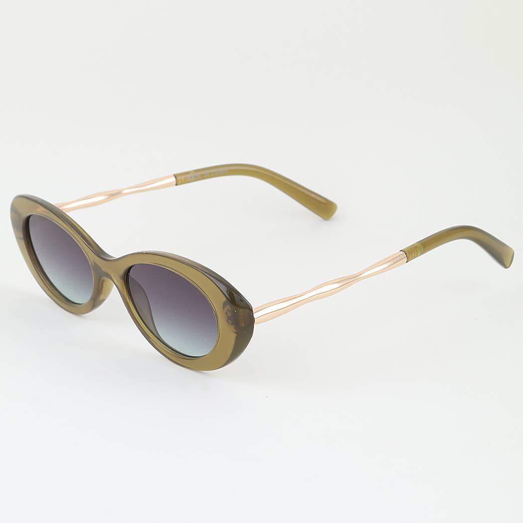 Retro Polished Wavy Round Sunglasses