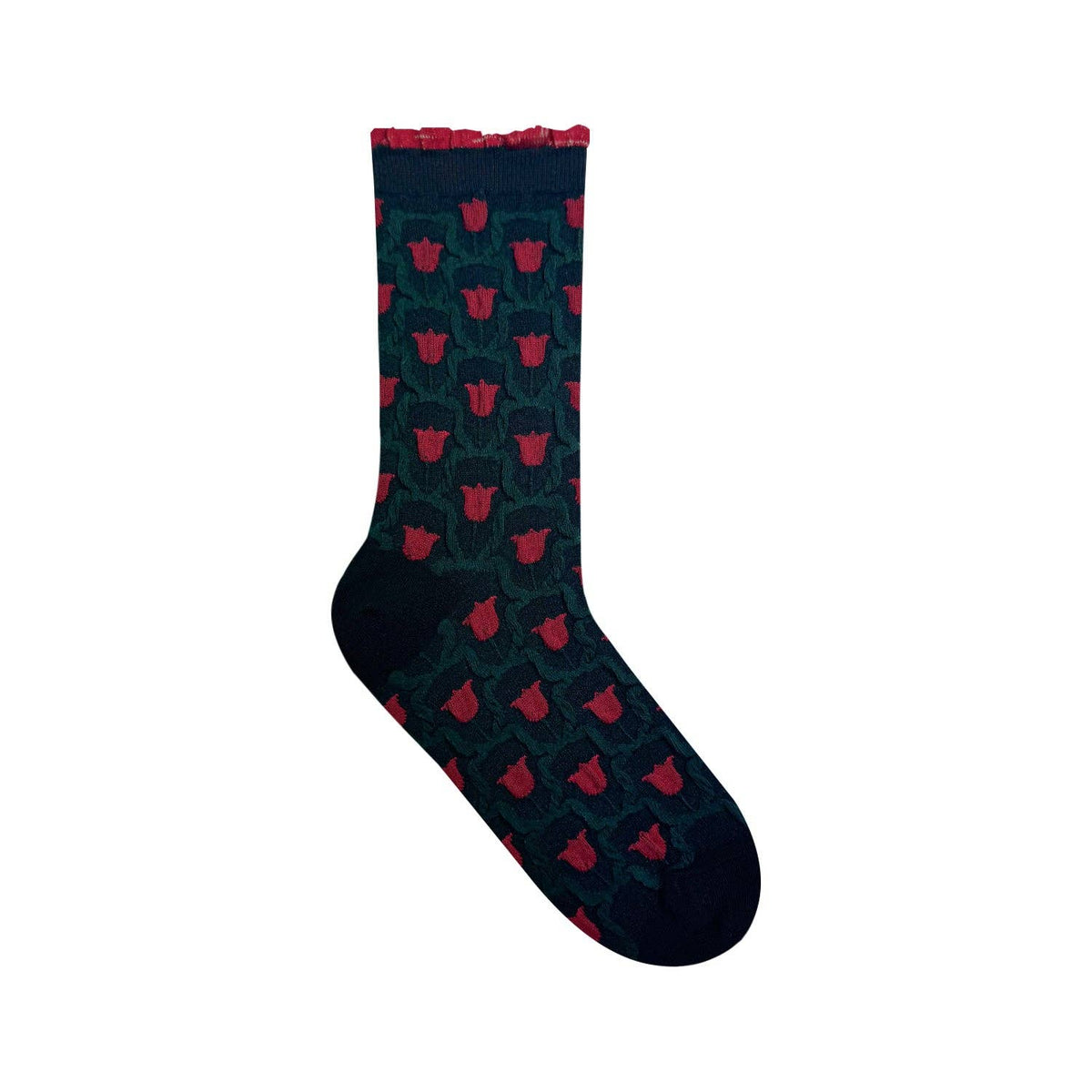 7DAYSSOCKS • Women's Crew Glitter Frill Flower Socks