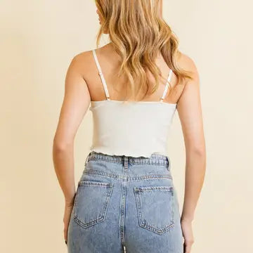 Daisy Embroidered Ribbed Top