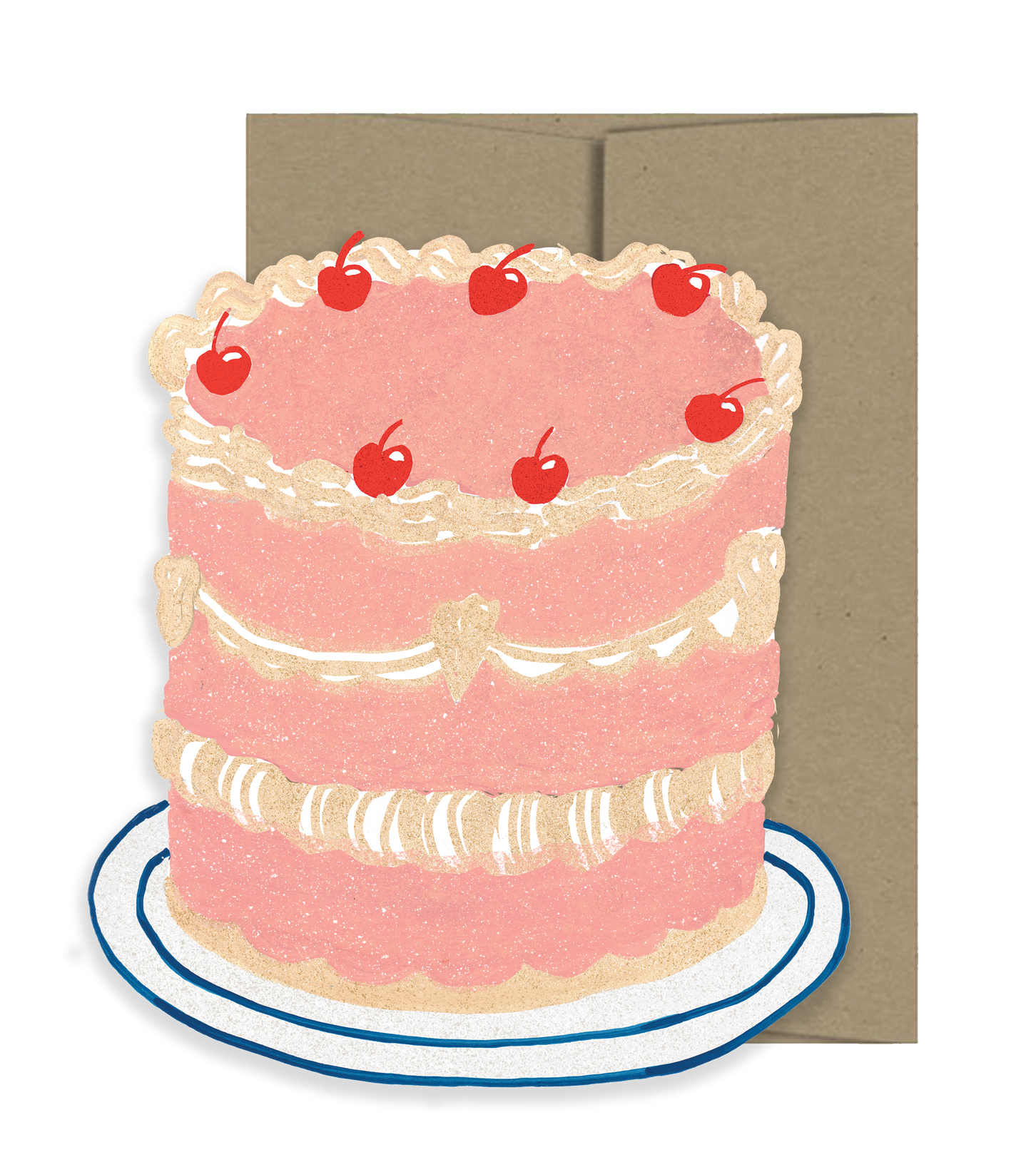 Party Cake, Die-Cut Blank Greeting Card