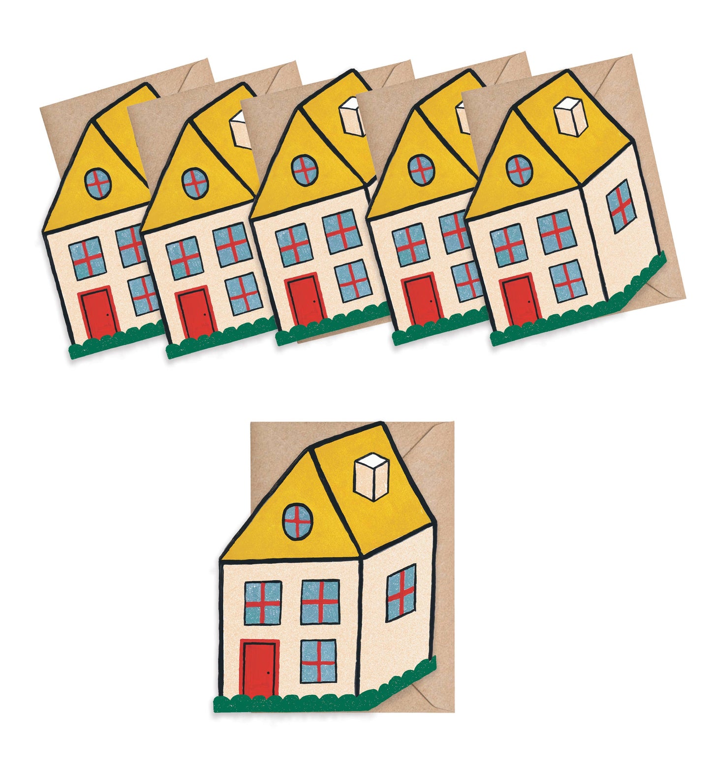 Cosy Home, Mini Die-Cut Blank Greeting Cards, Box of 6