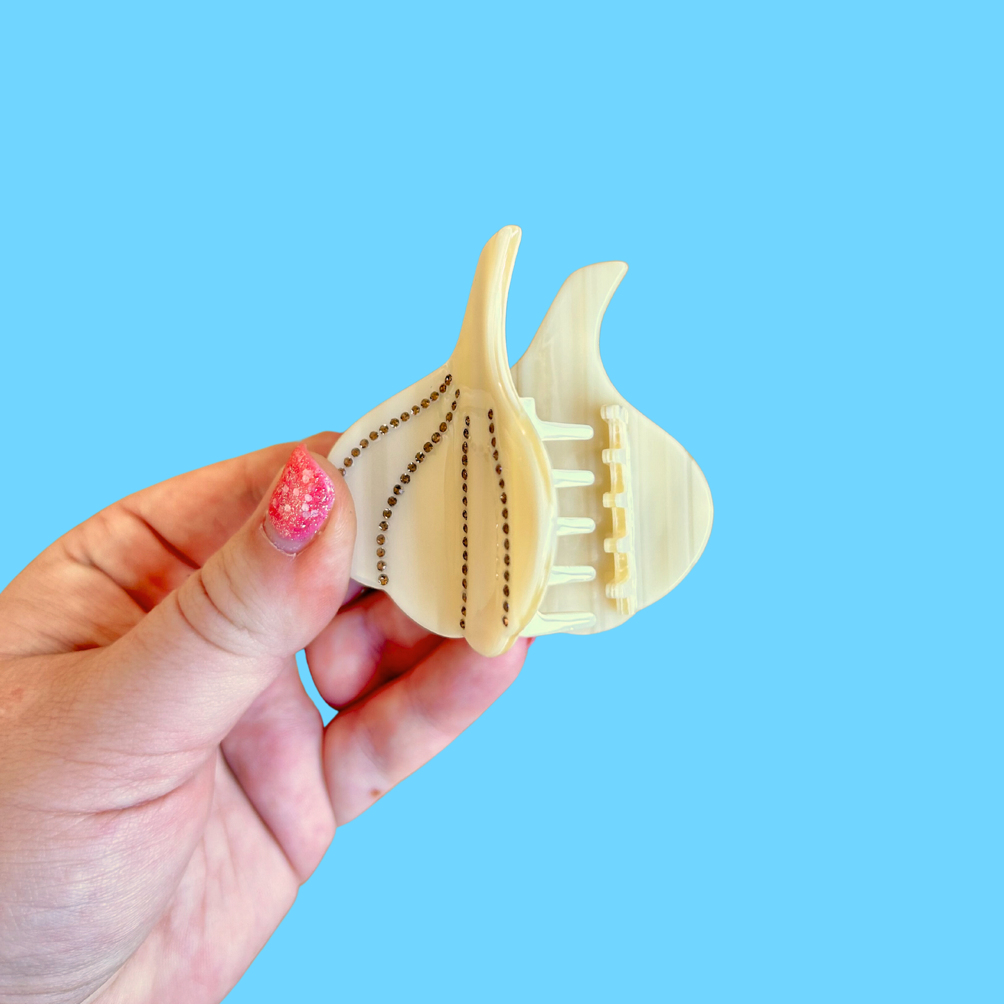 The Peach Fuzz • Garlic Rhinestone Mini Hair Claw Clip