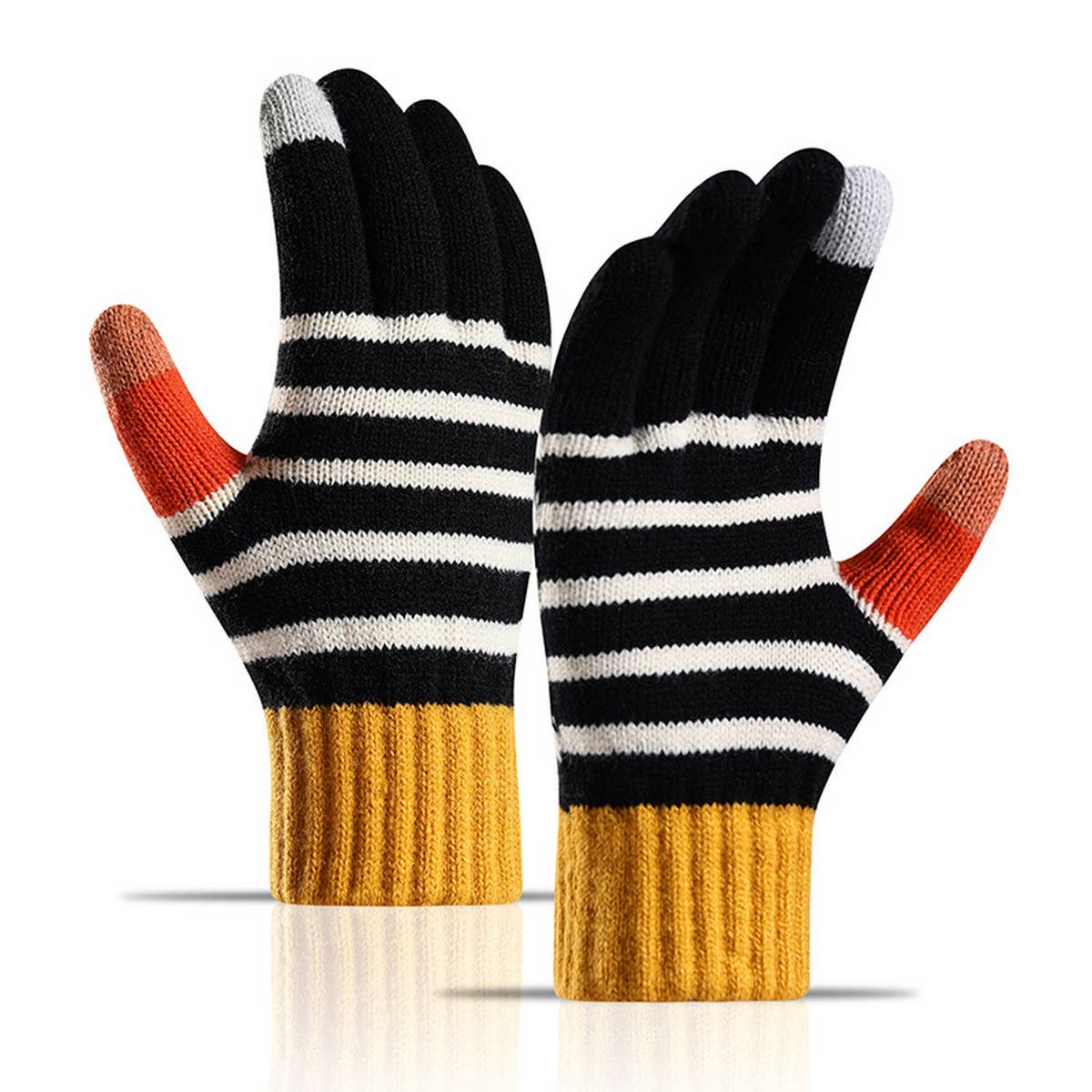 Striped Knit Gloves