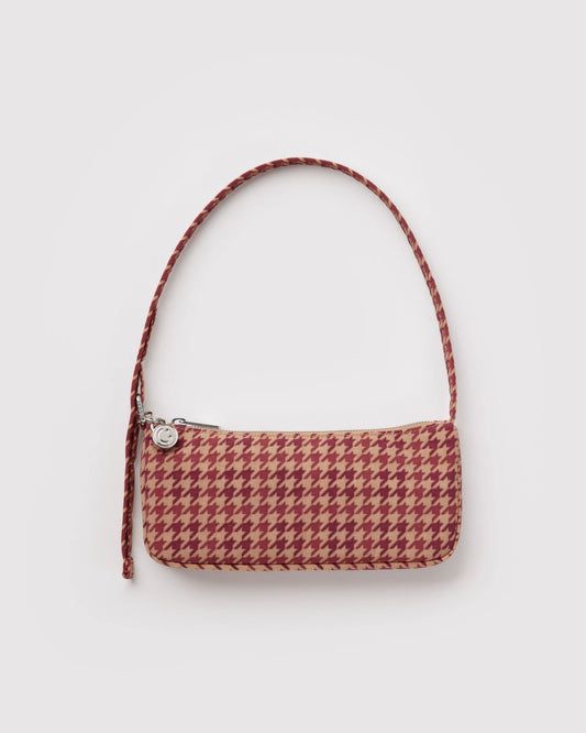 BAGGU • “Tan Houndstooth ” Nylon Pochette