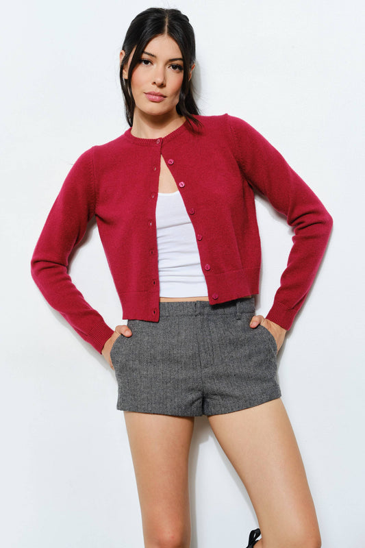 Pretty Garbage • Amelia Cozy-Cute Burgundy Knit Cardigan
