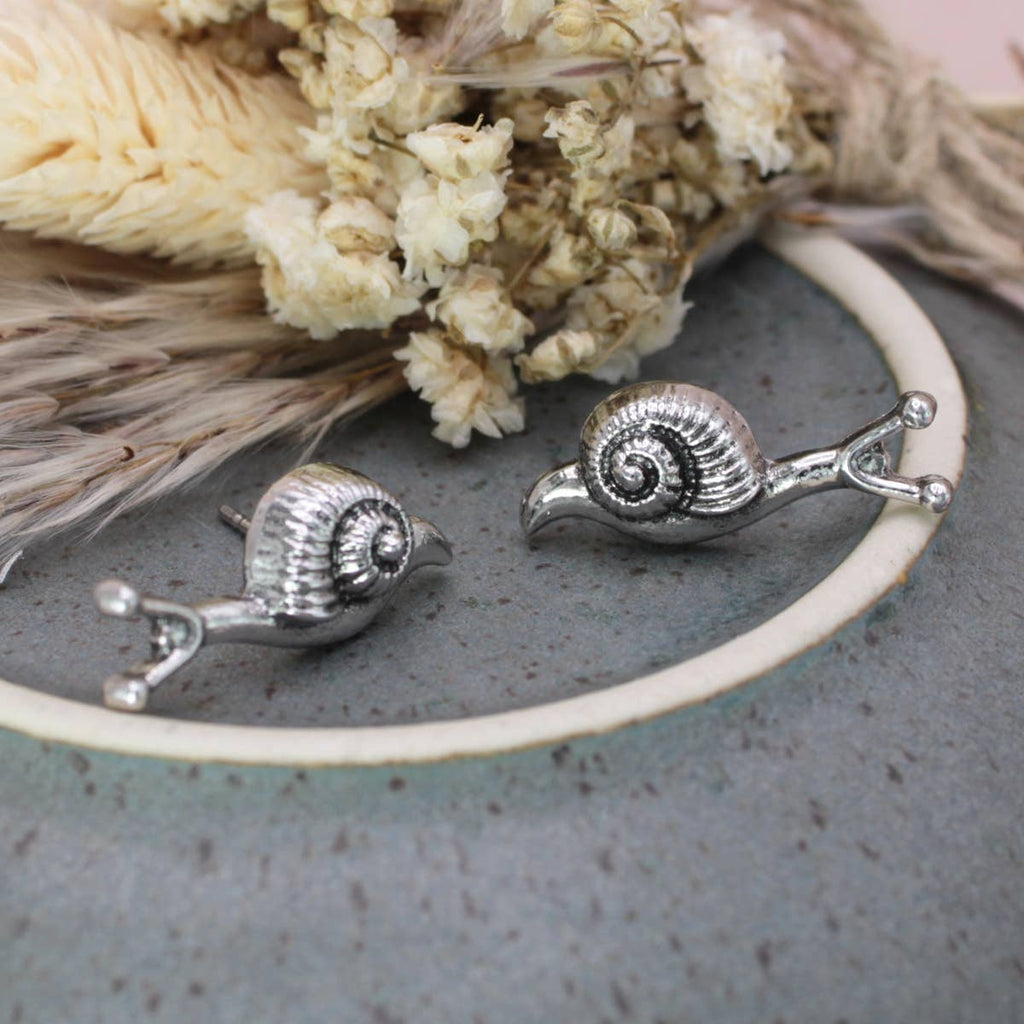 Garden Dweller Silver Color Snail Post Earrings