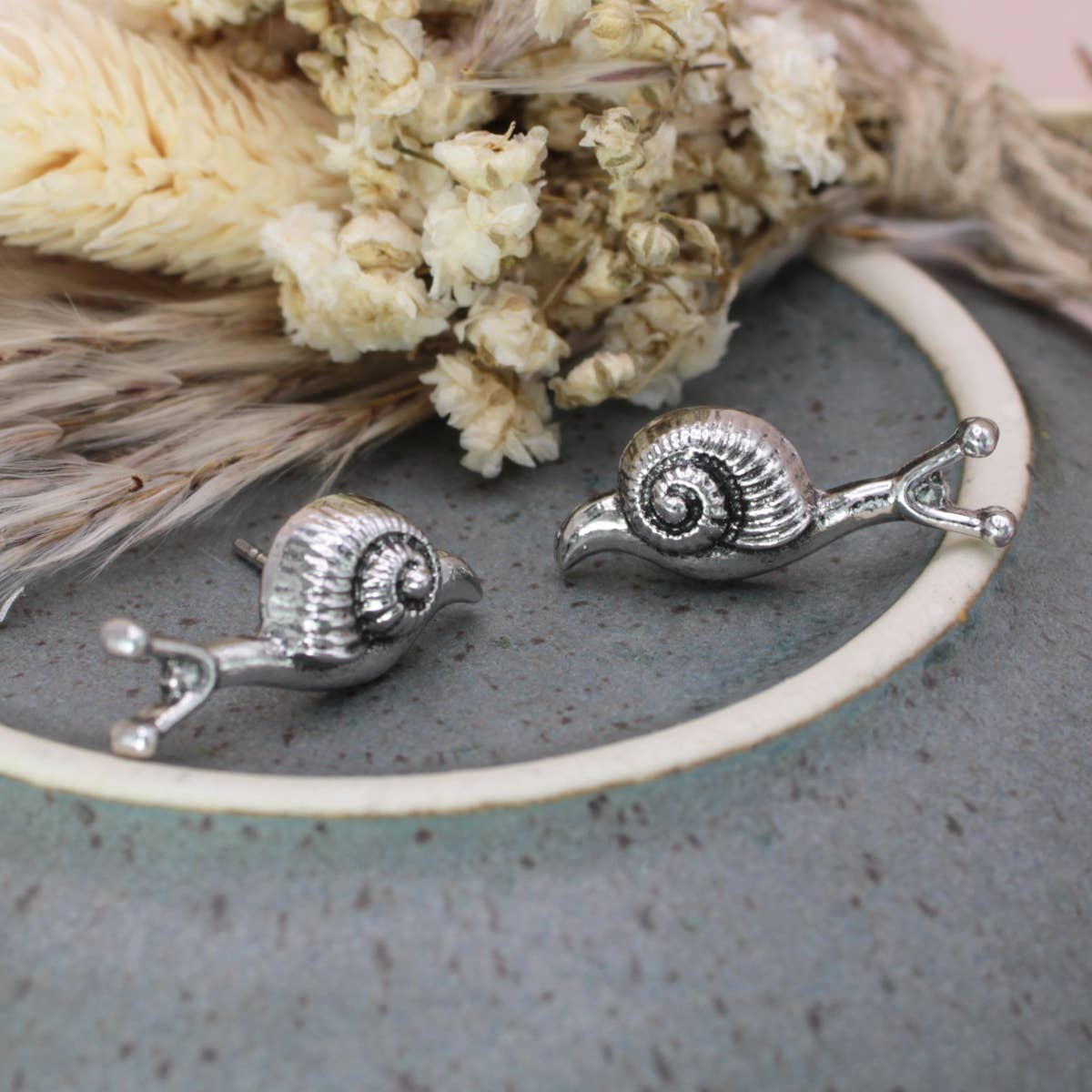 Garden Dweller Silver Color Snail Post Earrings