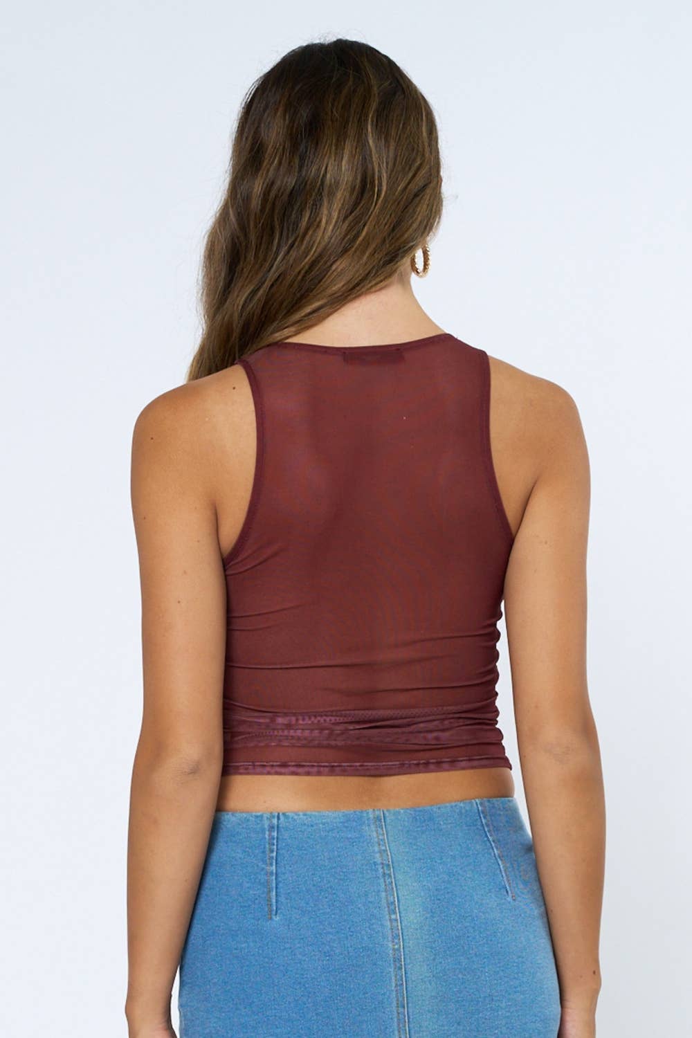 Leopard Floral Sheer Mesh Printed Halter Tank Top