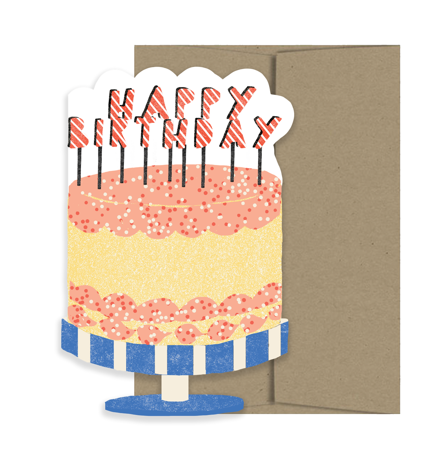 Happy Birthday Cake, Die-Cut Blank Greeting Card