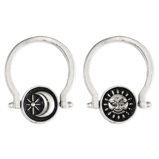 Celestial Spinning Moon Sun Silver Color Ring
