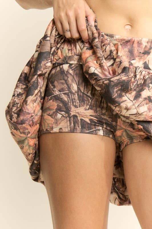 Plus Size, Forest Camo Bubble Mini Skirt