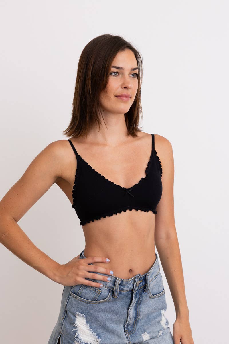 Seamless Lettuce Edge Bow Tie Triangle Bralette
