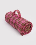 BAGGU • Azalea Pink Tartan Puffy Picnic Blanket