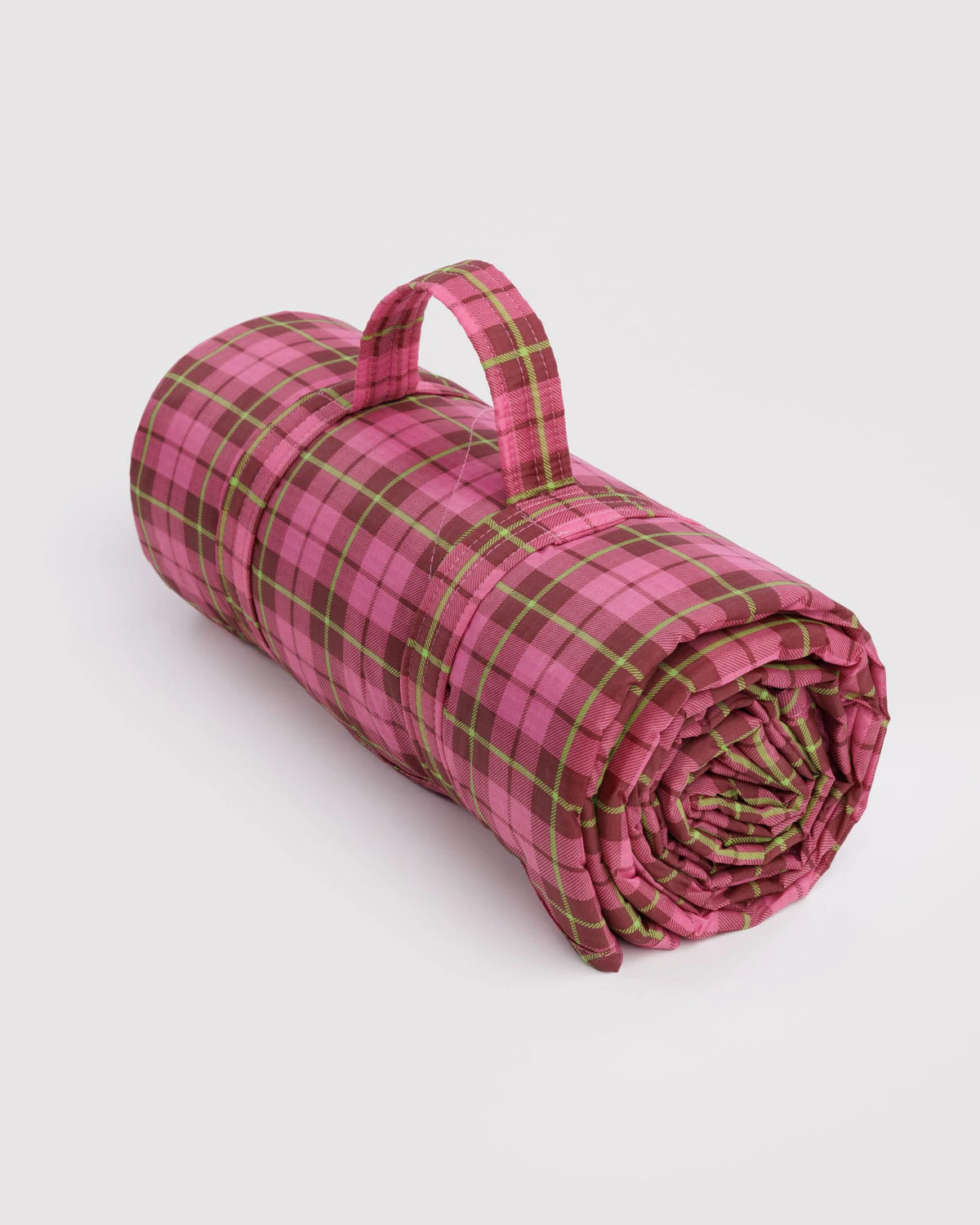BAGGU • Azalea Pink Tartan Puffy Picnic Blanket