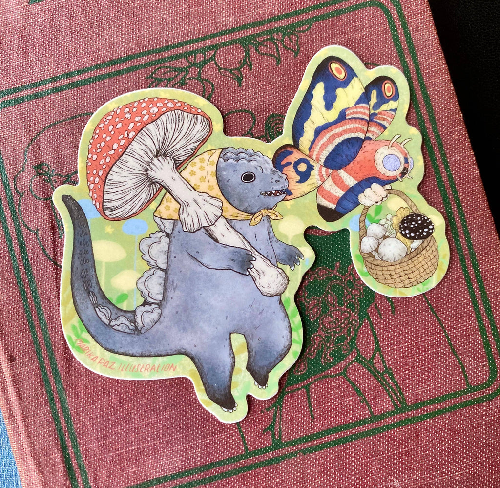 Marika Paz • Kaiju Godzilla Mothra Mushroom Vinyl Sticker